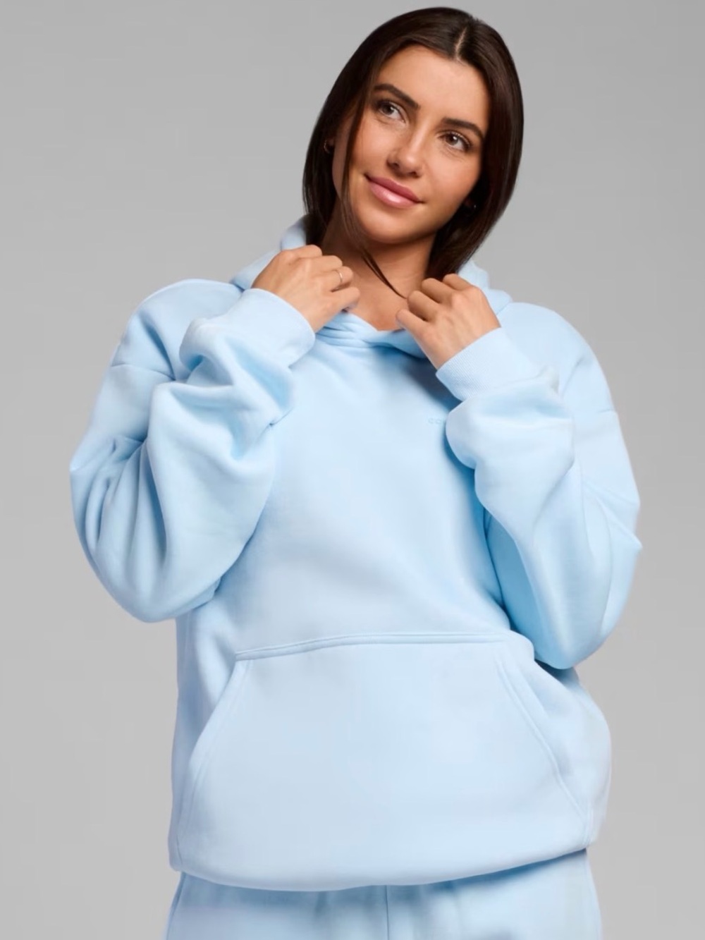 Comfrt Collection Pastel Edit - Women's Relaxed Light Blue Hooded Pullover